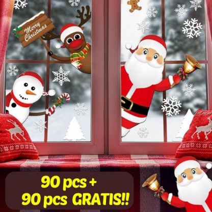 Świąteczne naklejki statyczne SantaJoy 90+90 GRATIS