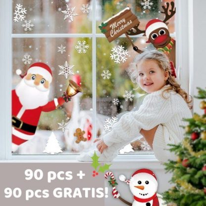 Świąteczne naklejki statyczne SantaJoy 90+90 GRATIS