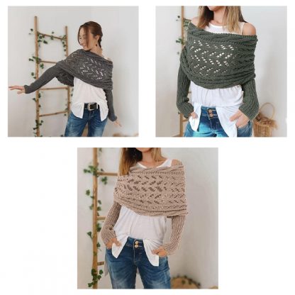 CozyWrap Dzianinowy szalik z krabem