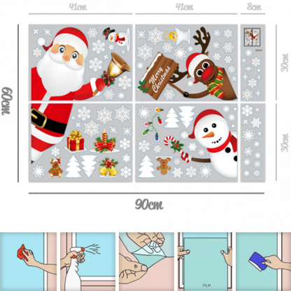 Świąteczne naklejki statyczne SantaJoy 90+90 GRATIS